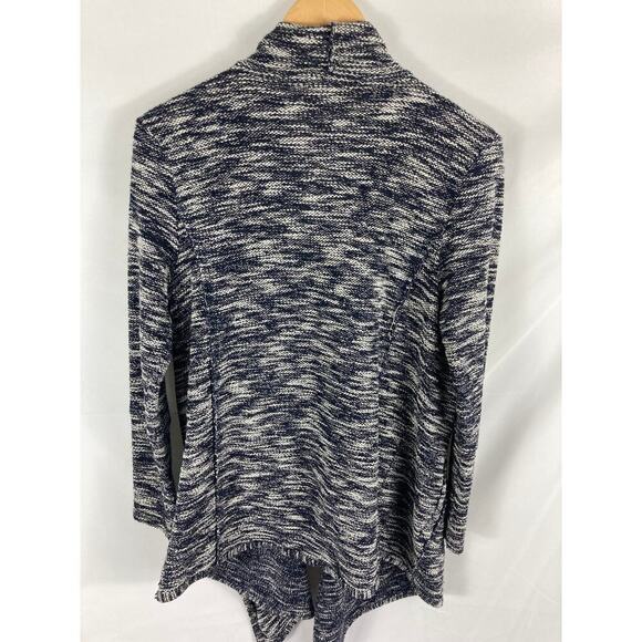 Caslon Draped Knit Fringe Detail Marled Cardigan Size Medium - Picture 5 of 7